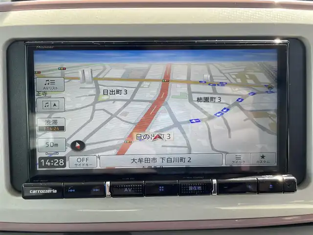 ダイハツ ムーヴ キャンバス G メイクアップ VS SAⅢ 福岡県 2022(令4)年 4.1万km パールホワイトⅢ/ブルーミングピンクメタリック ダイハツスマートアシスト　/社外ナビ（CD.DVD.BT.FM.AM）/ドラレコ　/フルセグＴＶ　/バックカメラ　/パワースライド　/全周囲カメラ　/横滑り防止　/ETC　/アイドリングストップ　/ステアリングリモコン　/ベンチシート　/スマートキー/シートヒーター/プッシュスタート/スマートキー/純正フロアマット/純正アルミ