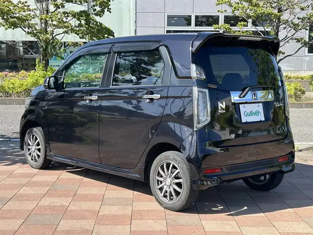 ホンダ Ｎ ＷＧＮ 福島県 2014(平26)年 7.7万km プレミアムゴールドパープルパール 4WD/エンジンスターター/純正メモリナビ/　【フルセグ/CD/DVD/SD/USB/BT/HDMI】/バックカメラ/ステアリングスイッチ/クルーズコントロール/HIDヘッドライト（AUTO機能付き）/フォグランプ/ハーフレザーシート/横滑り防止機能/衝突軽減システム/アイドリングストップ/プッシュスタート/純正フロアマット/ドアバイザー