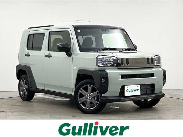 ダイハツ タフト G ダーククロムベンチャー 秋田県 2025(令7)年 0.1千km セラミックグリーンM 4WD/衝突被害軽減ブレーキ　/レーダークルーズコントロール　/ガラスルーフ　/横滑り防止装置　/レーンキープアシスト　/前席シートヒーター　/前後コーナーセンサー　/ＬＥＤヘッドライト　/アイドリングストップ/オートブレーキホールド/電動パーキング/スマートキー　/スペアキー/プッシュスタート/純正アルミホイール