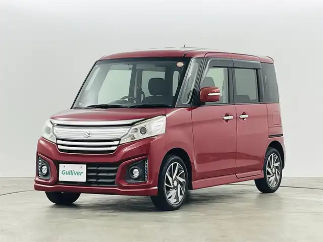 スズキ スペーシア カスタム XS ターボ 福島県 2016(平28)年 9.2万km フェニックスレッドパール メモリナビ　/【AM/FM/DVD/CD/Bluetooth/フルセグ】/バックカメラ　/クルーズコントロール　/ＥＴＣ　/両側パワースライドドア　/シートヒーター　/ドアバイザー/社外レーダー　/パドルシフト　/ステアリングスイッチ　/・革巻きステアリング　/プッシュスタート　/・スマートキー/オートライト/・フォグライト/・LEDライト/・取扱説明書/・保証書/純正フロアマット