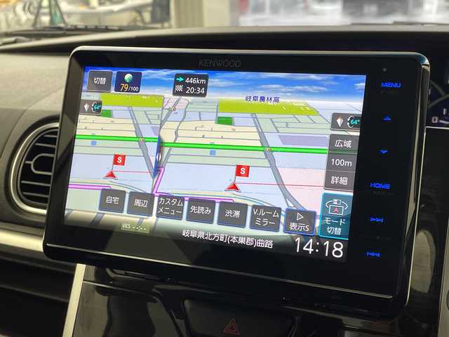 ダイハツ タント カスタム RS トップED SA 岐阜県 2015(平27)年 6.5万km ナイトシャドーパープルクリスタルM 社外8インチフローティングナビ/CD/DVD/Bluetooth/SD/フルセグTV/バックモニター/両側パワースライドドア/スマートアシスト/ETC/ステアリングリモコン/電動格納ミラー/オートエアコン/スマートキー/プッシュスタート/オートLEDヘッドライト/純正ドアバイザー/純正フロアマット/純正15インチアルミホイール