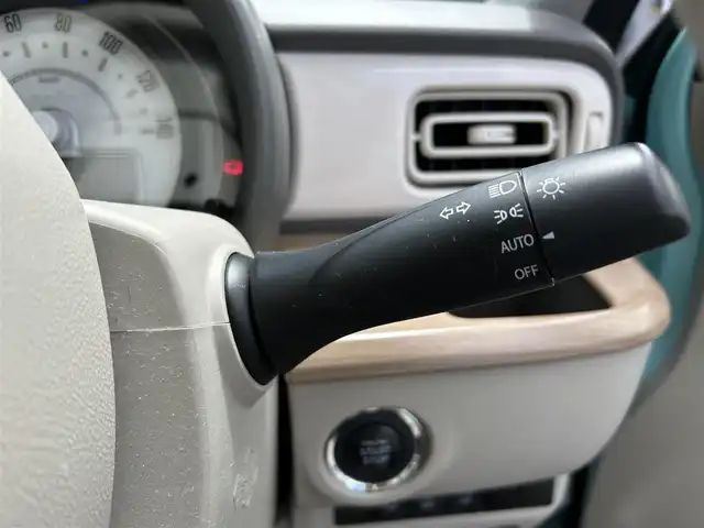 スズキ ラパン X 栃木県 2018(平30)年 4.2万km フレンチミントパールメタリック レーダーブレーキサポート/純正7インチナビ/フルセグTV/DVD/Bluetooth/バックカメラ/ビルトインETC/前後ドライブレコーダー/D席シートヒーター/プッシュスタート/HIDオートライト/純正14インチAW/アイドリングストップ/横滑り防止装置/保証書/取説/電動格納ミラー/ドアバイザー