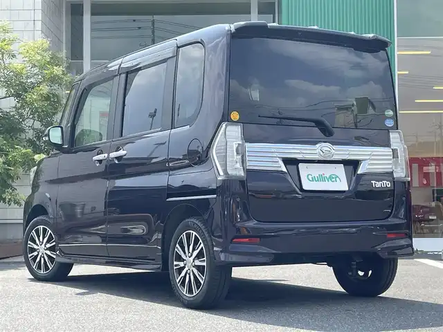 ダイハツ タント カスタム X トップED SA Ⅲ 岡山県 2018(平30)年 5.8万km ナイトシャドーパープルクリスタルM 9インチフローティングナビ　CN-FID9VD/フルセグTV、CD、DVD、Bluetooth、AM、FM/全方位カメラ/ETC/ロールサンシェード/両側パワースライドドア/運転席シートヒーター/ハーフレザーシート/スマートアシスト3/・衝突回避軽減ブレーキ/・誤発進抑制制御機能/・車線逸脱警報機能/・オートハイビーム機能/・先行車発進お知らせ機能