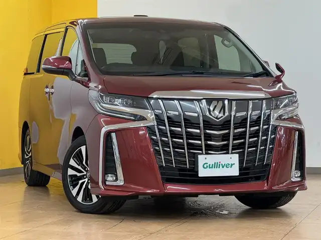 トヨタ アルファード S Cパッケージ 群馬県 2018(平30)年 4.6万km ダークレッドマイカメタリック セーフティセンス/純正フリップダウンモニター/純正10インチSDナビ/　　CD/DVD/BT/フルセグ/MSV/USB/HDMI/バックカメラ/両側パワースライドドア/パワーバックドア/レーダークルーズコントロール/LEDオートライト/オートハイビーム/レザーシート/前席シートヒーター/前席シートベンチレーション/前席パワーシート（運転席メモリー機能付き）/純正18インチAW/コーナーセンサー/レーンアシスト/オートブレーキホールド/ステアリングヒーター/ステアリングスイッチ/オートリトラクタブルミラー/横滑り防止装置/サイド・カーテンエアバッグ/スマートキー/ビルトインETC