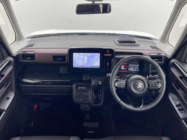スズキ スペーシア カスタム HYBRID XS ターボ 秋田県 2024(令6)年 3.1万km ピュアホワイトパール/ブラック2トーン 4WD/スズキセーフティサポート　/純正メモリナビ　/　　CD/DVD/BT/フルセグTV/全方位カメラ　/両側パワースライドドア　/レーダークルーズコントロール　/LEDオートライト　/ハーフレザーシート　/前席シートヒーター　/純正15インチアルミホイール/ヘッドアップディスプレイ/パドルシフト/アイドリングストップ/ステアリングスイッチ/リアサンシェード/スマートキー