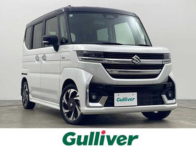 スズキ スペーシア カスタム HYBRID XS ターボ 秋田県 2024(令6)年 3.1万km ピュアホワイトパール/ブラック2トーン 4WD/スズキセーフティサポート　/純正メモリナビ　/　　CD/DVD/BT/フルセグTV/全方位カメラ　/両側パワースライドドア　/レーダークルーズコントロール　/LEDオートライト　/ハーフレザーシート　/前席シートヒーター　/純正15インチアルミホイール/ヘッドアップディスプレイ/パドルシフト/アイドリングストップ/ステアリングスイッチ/リアサンシェード/スマートキー