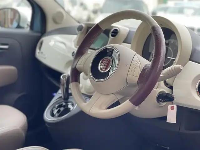 フィアット ５００ ヴィンテージ 鹿児島県 2015(平27)年 3.4万km ライトブルーⅡ 120台限定車/専用レザーシート（ブラウン/アイボリー）/専用16インチアロイホイール/社外メモリナビ/CD/DVD/Bluetooth/フルセグTV/リヤコーナーセンサー/ETC