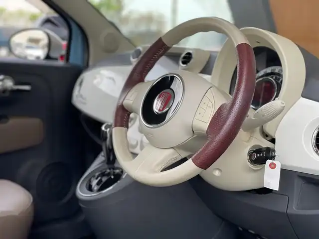 フィアット ５００ ヴィンテージ 鹿児島県 2015(平27)年 3.4万km ライトブルーⅡ 120台限定車/専用レザーシート（ブラウン/アイボリー）/専用16インチアロイホイール/社外メモリナビ/CD/DVD/Bluetooth/フルセグTV/リヤコーナーセンサー/ETC