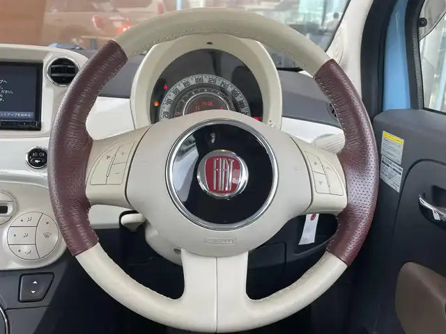 フィアット ５００ ヴィンテージ 鹿児島県 2015(平27)年 3.4万km ライトブルーⅡ 120台限定車/専用レザーシート（ブラウン/アイボリー）/専用16インチアロイホイール/社外メモリナビ/CD/DVD/Bluetooth/フルセグTV/リヤコーナーセンサー/ETC