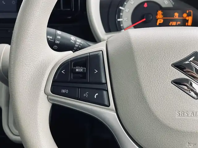 スズキ ワゴンＲ スマイル HYBRID S 道央・札幌 2024(令6)年 0.3万km シフォンアイボリーメタリック 4WD/純正9インチメモリナビ/　(AM/FM/CD/DVD/BT/AppleCarPlay)/フルセグTV/全方位カメラ/両側パワースラードドア/前席シートヒーター/後方コーナーセンサー/アイドリングストップ/横滑り防止装置/デュアルブレーキサポート/レーンキープアシスト/標識検知機能/先行車発進お知らせ/誤発進抑制機能/後方誤発進抑制機能/オートライト/ステアリングスイッチ/スマートキー2本