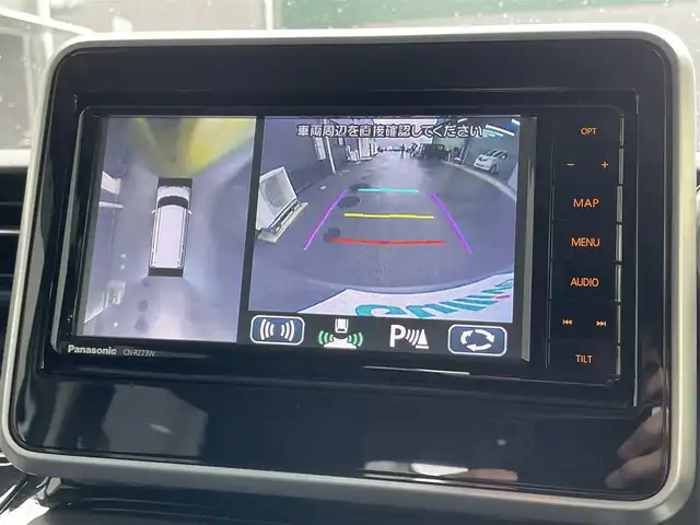 スズキ スペーシア カスタム HYBRID XS ターボ 滋賀県 2018(平30)年 2.8万km スチールシルバーM 禁煙車/純正ナビ/（CD/DVD/BT/フルセグ）/両側電動スライドドア/全方位カメラ/シートヒーター/衝突被害軽減ブレーキ/クルーズコントロール/横滑り防止装置/アイドリングストップ/コーナーセンサー/パドルシフト/LEDヘッドライト/HUD/ステアリングスイッチ/革巻きステアリング/レーンキープアシスト/オートライト