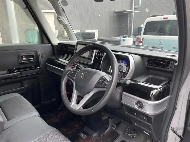 スズキ スペーシア カスタム HYBRID XS ターボ 滋賀県 2018(平30)年 2.8万km スチールシルバーM 禁煙車/純正ナビ/（CD/DVD/BT/フルセグ）/両側電動スライドドア/全方位カメラ/シートヒーター/衝突被害軽減ブレーキ/クルーズコントロール/横滑り防止装置/アイドリングストップ/コーナーセンサー/パドルシフト/LEDヘッドライト/HUD/ステアリングスイッチ/革巻きステアリング/レーンキープアシスト/オートライト