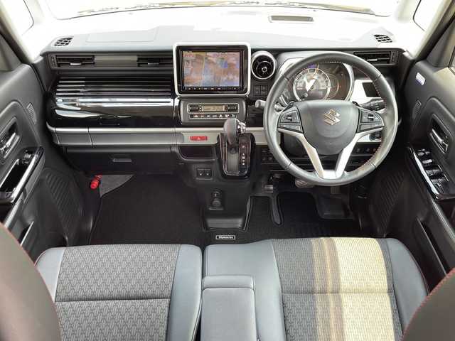 スズキ スペーシア カスタム HYBRID XS ターボ 鳥取県 2018(平30)年 2.3万km アクティブイエロー/ブラック2トーンルーフ 登録時走行距離22406km/4WD/ターボ車/ブラックルーフ/ブラックドアミラー/ブラックリアスポイラー/ワンオーナー/純正8型ナビ/CD/DVD/フルセグTV/Bluetooth/バックカメラ/セーフティサポート（予防安全技術）/デュアルセンサーブレーキサポート/両側パワースライドドア/LEDヘッドランプ/オートライト/合皮ハーフレザーシート/前席シートヒーター/パーソナルテーブル（後席左右）/パドルシフト/SRSエアバック（運転席/助手席/サイド/カーテン）/純正フロアマット/ドアバイザー/ヘッドアップディスプレイ/保証書/取説/スペアキー