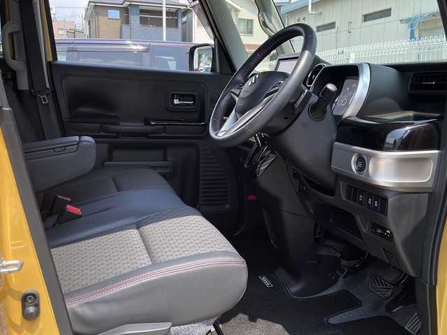 スズキ スペーシア カスタム HYBRID XS ターボ 鳥取県 2018(平30)年 2.3万km アクティブイエロー/ブラック2トーンルーフ 登録時走行距離22406km/4WD/ターボ車/ブラックルーフ/ブラックドアミラー/ブラックリアスポイラー/ワンオーナー/純正8型ナビ/CD/DVD/フルセグTV/Bluetooth/バックカメラ/セーフティサポート（予防安全技術）/デュアルセンサーブレーキサポート/両側パワースライドドア/LEDヘッドランプ/オートライト/合皮ハーフレザーシート/前席シートヒーター/パーソナルテーブル（後席左右）/パドルシフト/SRSエアバック（運転席/助手席/サイド/カーテン）/純正フロアマット/ドアバイザー/ヘッドアップディスプレイ/保証書/取説/スペアキー