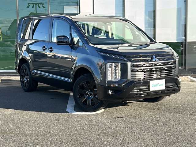 三菱 デリカＤ：５ ブラックエディション 岐阜県 2025(令7)年 0.1千km グレーⅡ 登録時走行距離10km/純正10インチナビ/フリップダウンモニター＾/フルセグTV/４WD/禁煙車/パドルシフト/レザーシート/クルーズコントロール/両側パワースライドドア/ワンオーナー/レーンキープアシスト/レザーシート/パワーシート/ステアリングヒーター/プッシュスタート/スマートキー/スペアキー/電動リアゲート/純正アルミホイール/プリクラッシュ/アイドリングストップ