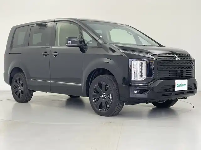 三菱 デリカＤ：５ ブラックエディション 愛知県 2025(令7)年 0.1千km アメジストブラック 4WD/ターボ/ブラックエディション/アルパイン12.8型後席用モニター/アルパイン製11インチナビ(EX11NX)/(フルセグTV・Bluetooth・CD・DVD・USB・HDMI)/・AppleCarPlay/・AndoroidAuto/全方位カメラ/・衝突軽減システム/・レーンキープアシスト/・オートクルーズコントロール/・ブラインドスポットワーニング/・オートサイドステップ(助手席側)/電動リアゲート/運転席パワーシート/両側パワースライドドア/シートヒーター（D・N席）/スペアキー/パドルシフト/ステアリングヒーター/LEDヘッドライト/オートライト/オートハイビーム/フロントフォグランプ/電動パーキングブレーキ/オートホールド/純正アルミホイール/取扱説明書