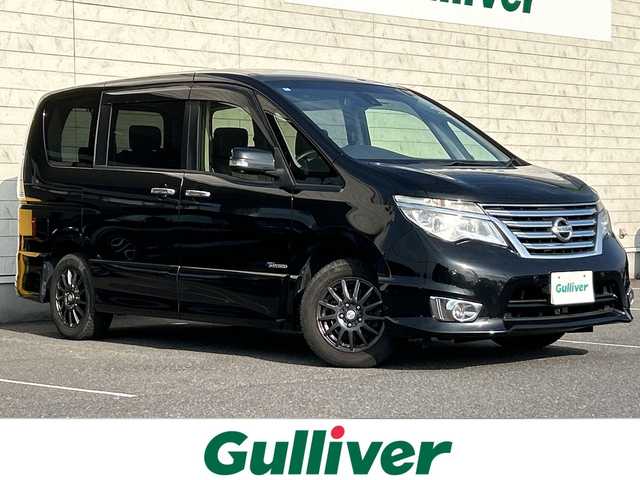 日産 セレナ HWS S HV Vセレ +SeftyⅡ 茨城県 2016(平28)年 7.6万km ダイヤモンドブラック 純正メモリナビ【MM515D-L】/(地デジTV・CD・DVD・BT・ラジオ再生)/両側パワースライドドア/後席フリップダウンモニター/クルーズコントロール/衝突軽減ブレーキ/コーナーセンサー/アラウンドビューモニター/オートライト/LEDヘッドライト/純正15inアルミホイール/純正フロアマット/スマートキー/取扱説明書/保証書