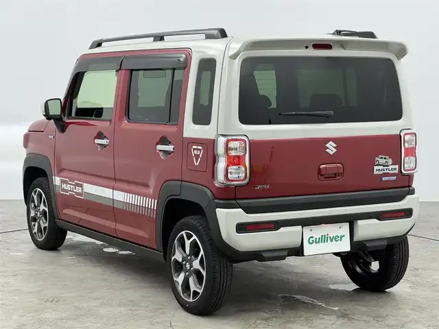 スズキ ハスラー Jスタイル Ⅱ 愛知県 2023(令5)年 0.7万km フェニックスレッドパール/ソフトベージュメタリック スズキセーフティーサポート/　・デュアルカメラブレーキサポート/　・後退時ブレーキサポート/　・誤発進抑制機能/　・後方誤発進抑制機能/　・車線逸脱抑制機能/　・車線越脱警報機能/　・ふらつき警報機能/　・標識認識機能/　・アダプティブクルーズコントロール/　・先行発進お知らせ機能/　・ハイビームアシスト/　・全方位モニター用カメラ/純正9インチメモリナビ/　（Bluetooth/フルセグTV/USB/CD/DVD）/シートヒーター/ETC/ドライブレコーダー/テレビキャンセラー/本革ステアリング/ステアリングリモコン/ナノイー搭載フルオートエアコン/純正LEDライト/純正15インチAW/ドアバイザー/後席専用テーブル/ルーフレール