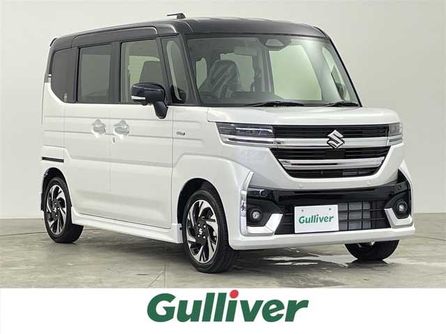 スズキ スペーシア カスタム HYBRID XS 千葉県 2025(令7)年 0.1万km未満 ピュアホワイトパール/ブラック2トーン セーフティサポート（予防安全技術）/・デュアルセンサーブレーキサポート2/・誤発進抑制機能（前方／後方）/・低速時ブレーキサポート（前進／後退）/・車線逸脱警報機能/・車線逸脱抑制機能/・車線維持支援機能/・ふらつき警報機能/・アダプティブクルーズコントロール/・発進お知らせ機能/・標識認識機能/・ハイビームアシスト/9インチメモリーナビゲーション/・地デジTV/・AM/FMラジオ/・スマートフォン連携機能/・Bluetooth接続/全方位カメラ/両側パワースライドドア/スマートキー/LEDヘッドライト