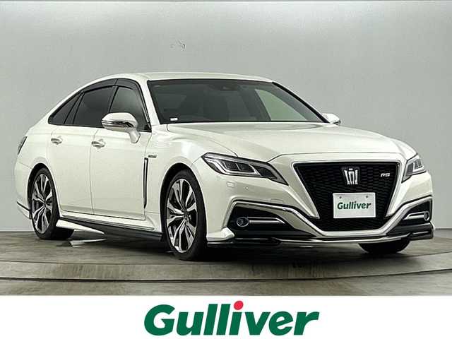 トヨタ クラウン ハイブリッド RS アドバンス 愛知県 2019(平31)年 7.5万km ホワイトパールクリスタルシャイン 純正8インチナビ/（AM/FM/フルセグ/BT/CD/DVD）/TRDエアロ（F/S/R）/モデリスタ19インチアルミホイール/シーケンシャルウィンカー/黒革レザーシート/D/N席シートヒーター/D/N席シートクーラー/D/N席パワーシート/D席シートメモリー/レーダークルーズコントロール/パドルシフト/トヨタセーフティセンス/・プリクラッシュセーフティ/・クリアランスソナー/・ブラインドスポットモニター/・リヤクロストラフィックアラート/・レーントレーシングアシスト/・パーキングサポート/・ヘッドアップディスプレイ/・ロードサインアシスト/バックカメラ/純正ドライブレコーダー/オートハイビーム/オートライト/LEDヘッドライト/フロントフォグ/ビルトイン2.0ETC/ドアバイザー/電格ミラー/革巻きステアリング/純正フロアマット