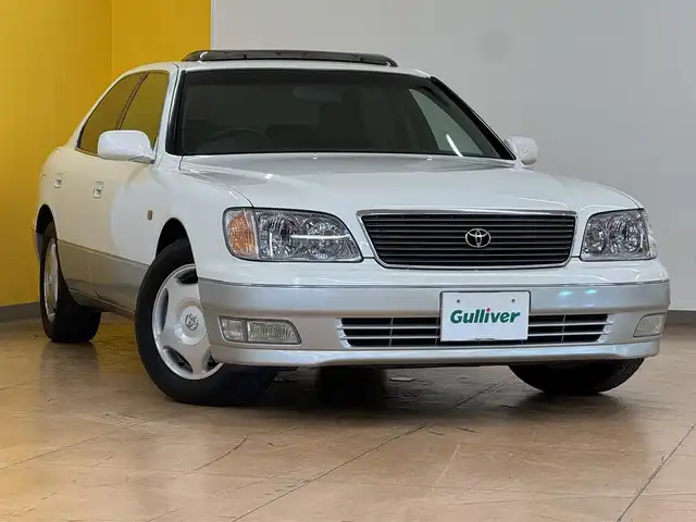 トヨタ セルシオ Bタイプ 群馬県 1998(平10)年 7.3万km ホワイトパールマイカ 記録簿【H10/H13、H15、H16、H17、H19、H21、H23、H25、H27、H29、R1、R3、R5/サンルーフ/黒革シート/クルーズコントロール/DVD純正ナビ/　　アナログ/　　TV/FM/AM/CD/MD/TAPE/HIDオートライト/純正16インチAW/前席パワーシート/シートヒーター/横滑り防止機能/AAC/ETC