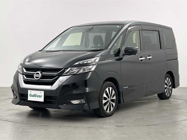 日産 セレナ ハイウェイスター 群馬県 2017(平29)年 5.3万km ダイヤモンドブラック 純正９型ナビ　純正１１型後席モニター　全周囲カメラ　衝突軽減ブレーキ　ハンズフリー両側電動スライドドア　ビルトインＥＴＣ　ドライブレコーダー　クリアランスソナー　オートライト　スマートキー　禁煙車