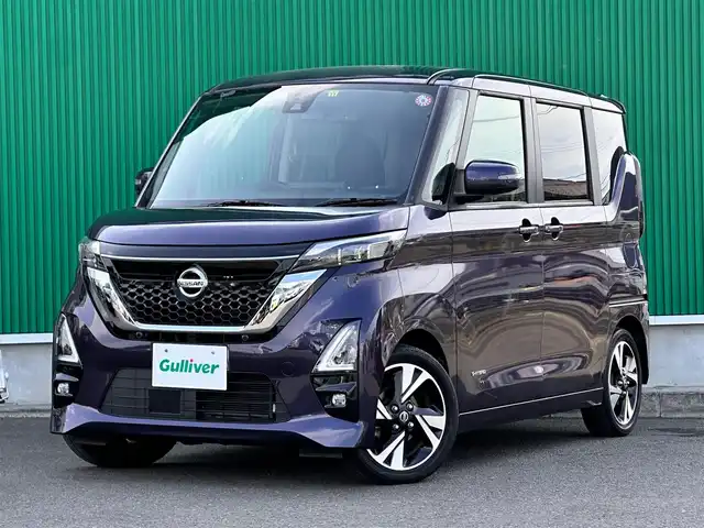 日産 ルークス HWS Gターボ プロパイロットED 宮城県 2021(令3)年 1.9万km アメジストパープル 快適パックA/・プラズマクラスター付リアシーリングファン/・撥水加工シート/・パーソナルテーブル（後席）/・USBソケット（助手席シートバック）/・ロールサンシェード（リアドア）/＝＝＝/インテリジェントエマージェンシーブレーキ/踏み間違い衝突防止アシスト/インテリジェントLI（車線逸脱防止支援システム）/LDW（車線逸脱警報）/インテリジェントFCM（前方衝突予測警報）/インテリジェントDA（ふらつき警報）/標識検知機能/コーナーセンサー/インテリジェントアラウンドビューモニター/カロッツェリア9インチナビ/・CD/DVD/・Bluetooth/・フルセグTV/ハンズフリー両側パワースライドドア/革巻きステアリング/ステアリングスイッチ/電動パーキングブレーキ/ブレーキホールド/アダプティブLEDヘッドランプ/フォグランプ/オートライト/スマートキー＆プッシュスタート/電動格納ミラー/純正15インチAW/フロアマット/W/サイド/カーテン/ニーエアバッグ