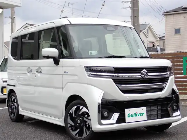 スズキ スペーシア カスタム HYBRID XS 千葉県 2025(令7)年 0.1万km未満 パール 届出済未使用車/両側パワースライドドア/ヘッドアップディスプレイ/電動パーキングブレーキ/スズキセーフティサポート/・デュアルセンサーブレーキサポートII/・誤発進抑制機能/・車線逸脱抑制機能/・車線維持支援機能/・発進お知らせ機能/・ハイビームアシスト/・標識認識機能/・アダプティブクルーズコントロール/シートヒーター/オートライト/LEDヘッドライト/純正15インチAW/プッシュスタート/スマートキー2本/取扱説明書/保証書