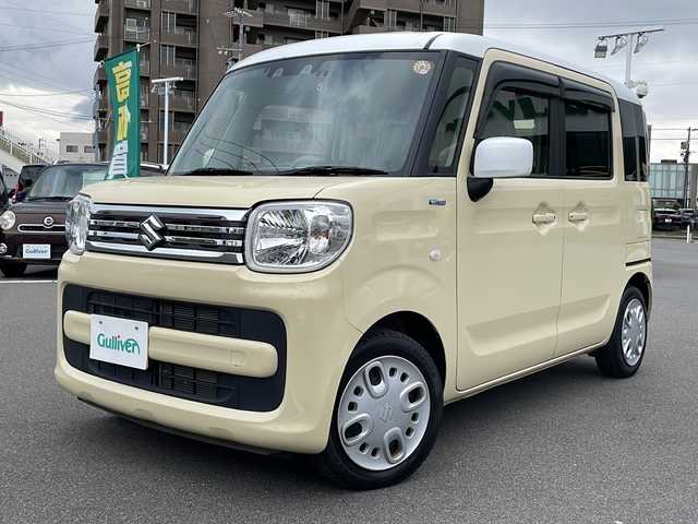 スズキ スペーシア HYBRID X 長野県 2022(令4)年 4万km シフォンアイボリーメタリック セーフティサポート/・デュアルセンサーブレーキサポート/・車線逸脱警報機能/・誤発進抑制機能/・後方誤発進抑制機能/・ふらつき警報機能/・先行車発進お知らせ機能/・後退時ブレーキサポート/・リアパーキングセンサー/ワンオーナー/社外7インチディスプレイオーディオ/（BT/FM/AM）/ETC/両側パワースライドドア/運転席シートヒーター/ドライブレコーダー/オートライト/スマートキー/Pスタート/アイドリングストップ/スリムサーキュレーター/電動格納ミラー/純正フロアマット/ドアバイザー