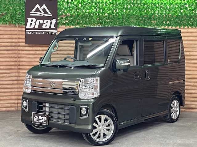スズキ エブリィ ワゴン PZターボ スペシャル ハイルーフ 道央・札幌 2022(令4)年 0.5万km クールカーキPM 【2505033357】/４ＷＤ/スズキセーフティサポート/両側電動スライドドア/オートステップ/純正１４インチアルミホイール/革巻きステアリング/アイドリングストップ/シートヒーター/LEDヘッドライト/フォグランプ/純正エアロ