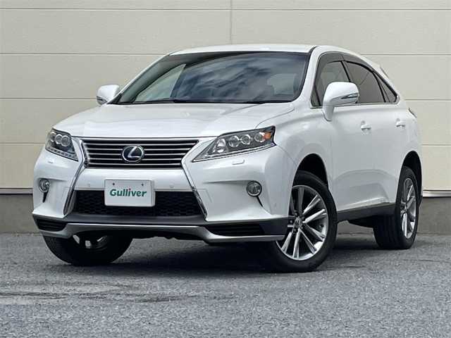 レクサス ＲＸ 450h バージョンL エアサス 茨城県 2014(平26)年 7.8万km ホワイトパールクリスタルシャイン 純正ナビ/フルセグテレビ/Bluetooth接続/DVD再生/バックカメラ/クルーズコントロール/クリアランスソナー/本革シート/LEDヘッドライト/D＋N席シートヒーター/D＋N席パワーシート/１００V充電/USB入力端子/純正１９インチAW/電動リアゲート/エアサスペンション/ビルトインETC