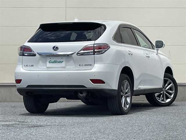 レクサス ＲＸ 450h バージョンL エアサス 茨城県 2014(平26)年 7.8万km ホワイトパールクリスタルシャイン 純正ナビ/フルセグテレビ/Bluetooth接続/DVD再生/バックカメラ/クルーズコントロール/クリアランスソナー/本革シート/LEDヘッドライト/D＋N席シートヒーター/D＋N席パワーシート/１００V充電/USB入力端子/純正１９インチAW/電動リアゲート/エアサスペンション/ビルトインETC