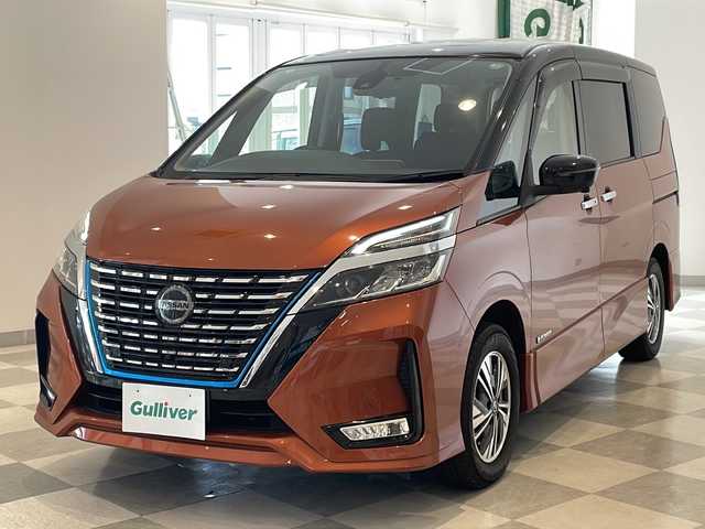 日産 セレナ e－パワー ハイウェイスター V 福井県 2020(令2)年 4.6万km サンライズオレンジ/ダイヤモンドブラック 純正10インチメモリーナビ/フルセグTV/BT/CD/DVD/BL/USB/アラウンドビューモニター/フリップダウンモニター/セーフティアシスト/・プロパイロット/・インテリジェントエマージェンシーブレーキ/・インテリジェントLI(車線逸脱防止支援システム)/・LDW(車線逸脱警報)/・インテリジェントBSI(後側方衝突防止支援システム)/・BSW(後側方車両検知警報)/・RCTA(後退時車両検知警報)/・標識検知機能/コーナーセンサー/インテリジェントルームミラー/ETC/前後ドライブレコーダー/両側パワースライドドア/オートライト/LEDヘッドライト/純正15インチアルミホイール/プッシュスタート/スマートキー