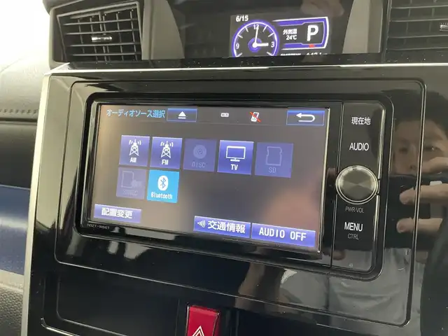 トヨタ ルーミー カスタムG－T 滋賀県 2018(平30)年 4.1万km ブラックマイカ/マゼンダベリーメタリック 禁煙車/純正ナビ/CD.DVD.Bluetooth.フルセグ/バックカメラ/衝突軽減ブレーキ/クルーズコントロール/両側パワースライドドア/前席シートヒーター/前後ドライブレコーダー/ビルトインETC/アイドリングストップ/ステアリングスイッチ/コーナーセンサー/オートライト/LEDヘッドライト/スマートキー