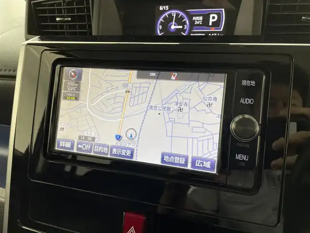 トヨタ ルーミー カスタムG－T 滋賀県 2018(平30)年 4.1万km ブラックマイカ/マゼンダベリーメタリック 禁煙車/純正ナビ/CD.DVD.Bluetooth.フルセグ/バックカメラ/衝突軽減ブレーキ/クルーズコントロール/両側パワースライドドア/前席シートヒーター/前後ドライブレコーダー/ビルトインETC/アイドリングストップ/ステアリングスイッチ/コーナーセンサー/オートライト/LEDヘッドライト/スマートキー