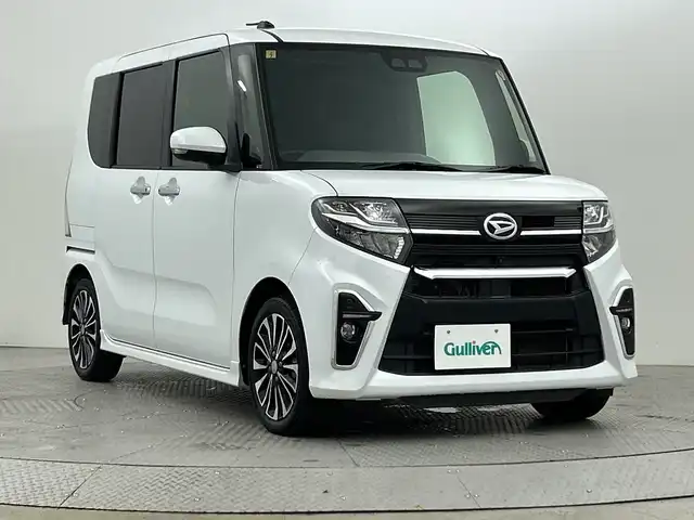 ダイハツ タント カスタム RS セレクション 新潟県 2020(令2)年 3.6万km シャイニングホワイトパール 禁煙車/社外フローティングナビ/フルセグ/　CD/DVD/SD/Bluetooth/全周囲カメラ/社外デジタルインナーミラー/　（ドライブレコーダー内蔵型）/コーナーセンサー/両側パワースライドドア/レーダークルーズコントロール/ハーフレザーシート/前席シートヒーター/衝突被害軽減ブレーキ/LEDヘッドライト/オートライト/フォグランプ/ロングスライドシート/電動格納式ミラー/ETC