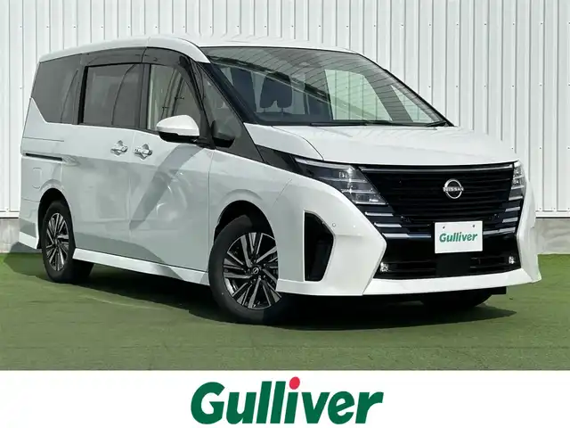 日産 セレナ e－パワー ハイウェイスター V 香川県 2025(令7)年 0.1千km プリズムホワイト プロパイロット/純正12.3インチナビ/アラウンドビューモニター/バックカメラ/両側ハンズフリーオートスライド/インテリジェントルームミラー/革巻きステアリング/ステアリングリモコン/LEDライト/電動パーキングブレーキ/BSM/スマートキー/プッシュスタート/リアサンシェード