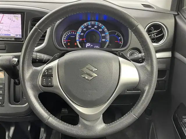 スズキ ワゴンＲ スティングレー T 富山県 2013(平25)年 3万km ミステリアスバイオレットパール 社外ナビ（AM/FM/ワンセグ）/アイドリングストップ/純正アルミホイール/社外フロアマット/オートキセノンライト/フォグライト/革巻きステアリング/ステアリングスイッチ/パドルシフト/プッシュスタート/スマートキー/スペアキー