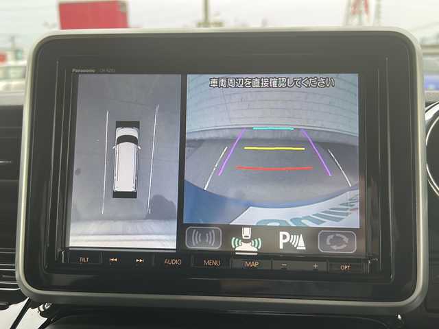 スズキ スペーシア カスタム HYBRID XS 茨城県 2018(平30)年 1.5万km ブリスクブルーM 純正SDナビ＆地デジTV【MDV-D3088TW】/(地デジTV・CD・DVD・BT・ラジオ再生)/ヘッドアップディスプレイ/社外ドライブレコーダー（フロント）/純正ETC/被害軽減システム/プッシュスタート/バックカメラ/アイドリングストップ/サイドエアバック/両側パワースライドドア