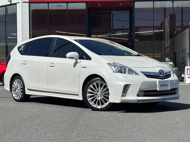 トヨタ プリウス α G ツーリングセレクション 宮城県 2013(平25)年 7.8万km ホワイトパールクリスタルシャイン 登録時走行距離77937km/純正ＳＤナビ/フルセグＴＶ/ＣＤ／ＤＶＤ／Ｂｌｕｅｔｏｏｔｈ/モデリスタエアロ(F.S.R)/クルーズコントロール/ＬＥＤライト/革巻きステアリング/ステアリングリモコン/プッシュスタート/スマートキー/Ｅｇスターター/ヘッドライトイベライザー/フォグランプ/Ａｕｔｏライト