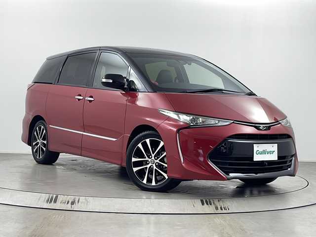 トヨタ エスティマ アエラス プレミアム G 埼玉県 2017(平29)年 3.9万km ブラック/レッドマイカメタリック 2トーン 純正９インチナビ　/　AM/FM/CD/DVD/BT/フルセグTV/バックカメラ　/両側パワースライドドア　/電動リアゲート　/ドライブレコーダー　/ビルトインＥＴＣ　/シートヒーター/パワーシート/オートマティックハイビーム　/クルーズコントロール/前後コーナーセンサー　/純正アルミホイール　/ＬＥＤヘッドライト/純正フロアマット/プッシュスタート/スマートキー