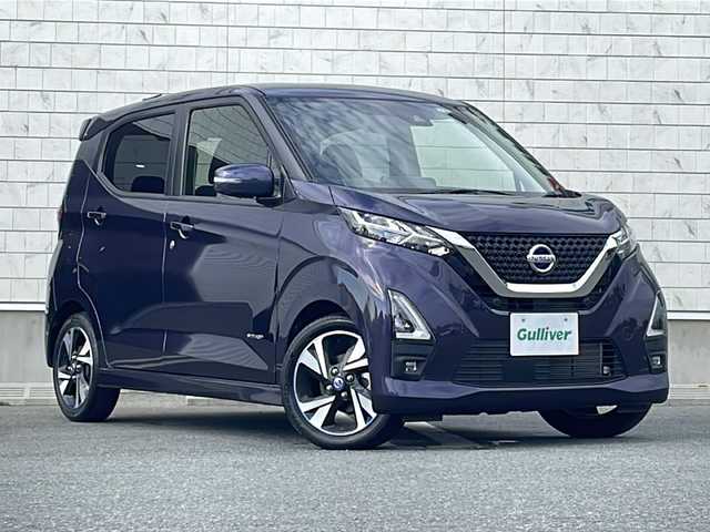 日産 デイズ HWS G ターボ プロパイロットED 山口県 2021(令3)年 2.7万km アメジストパープル プロパイロット/９インチ純正SDナビ【MM321D-L】/（FM/AM/CD/DVD/TV/AUX）/エマージェンシーブレーキ/レーンディパーチャーアラートト/アラウンドビューモニター/ドライブレコーダー（前）/アイドリングストップ/電動格納ミラー/電動パーキング/ブレーキホールド/純正15インチAW/ステアリングスイッチ/オートライト/ETC/LEDヘッドライト/フロントフォグ/ヘッドライトレベリング/プッシュスタート/スマートキー/スペアキー/フルオートエアコン/SOSコール