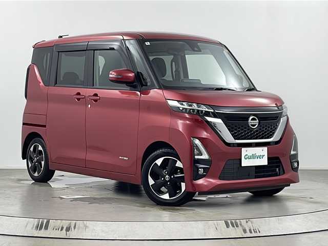 日産 ルークス ハイウェイスター X 埼玉県 2022(令4)年 3.7万km スパークリングレッドM 純正９型ナビ/（BT/CD/DVD/フルTV/AM）/アラウンドビューカメラ/インテリジェントエマージェンシーブレーキ/踏み間違い衝突防止アシスト/車線逸脱警報/片側パワースライドドア/ハンズフリーオートスライドドア/LEDライト/USB端子/保証書/取扱説明書/AAC