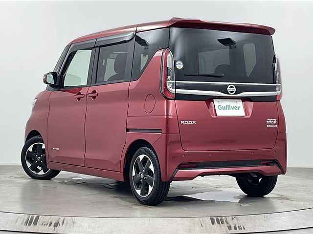 日産 ルークス ハイウェイスター X 埼玉県 2022(令4)年 3.7万km スパークリングレッドM 純正９型ナビ/（BT/CD/DVD/フルTV/AM）/アラウンドビューカメラ/インテリジェントエマージェンシーブレーキ/踏み間違い衝突防止アシスト/車線逸脱警報/片側パワースライドドア/ハンズフリーオートスライドドア/LEDライト/USB端子/保証書/取扱説明書/AAC