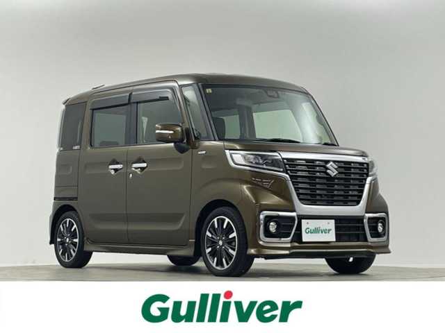スズキ スペーシア カスタム HYBRID XS ターボ 埼玉県 2018(平30)年 3.7万km ブレイブカーキP 純正ナビ　両側電動スライドドア　全方位カメラ　シートヒーター　ＨＵＤ　ＥＴＣ　ドライブレコーダー　ＬＥＤヘッドライト　クルコン　ＭＴモード付ＡＴ　ハーフレザーシート　レーンキープ　衝突軽減