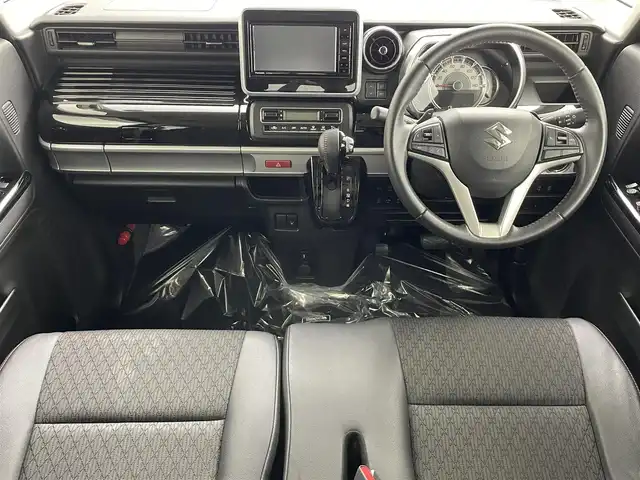 スズキ スペーシア カスタム HYBRID XS ターボ 埼玉県 2018(平30)年 3.7万km ブレイブカーキP 純正ナビ　両側電動スライドドア　全方位カメラ　シートヒーター　ＨＵＤ　ＥＴＣ　ドライブレコーダー　ＬＥＤヘッドライト　クルコン　ＭＴモード付ＡＴ　ハーフレザーシート　レーンキープ　衝突軽減