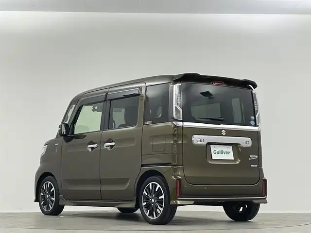 スズキ スペーシア カスタム HYBRID XS ターボ 埼玉県 2018(平30)年 3.7万km ブレイブカーキP 純正ナビ　両側電動スライドドア　全方位カメラ　シートヒーター　ＨＵＤ　ＥＴＣ　ドライブレコーダー　ＬＥＤヘッドライト　クルコン　ＭＴモード付ＡＴ　ハーフレザーシート　レーンキープ　衝突軽減