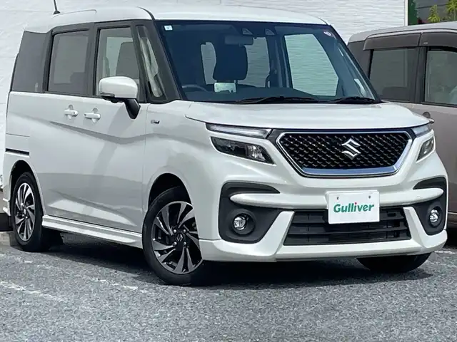 スズキ ソリオ バンディット HV MV 千葉県 2023(令5)年 2.8万km ピュアホワイトP ８型ナビＭＤＶ－Ｓ８１０Ｌ　全方位カメラ　両側電動スライドドア　ＨＵＤ　レーダークルコン　ＵＳＢ　ＢＴ　フルセグ　シートヒーター　ＡＨＢ　レーンアシスト　ＬＥＤライト　バックセンサー オートライト