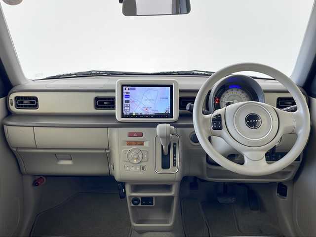 スズキ ラパン L 秋田県 2022(令4)年 2.1万km オフブルーM 4WD/純正ナビ（CD/DVD/BT/フルセグ）/全方位カメラ/バックカメラ/コーナーセンサー/デュアルセンサーブレーキサポート/前席シートヒーター/車線逸脱警報/ドライブレコーダー/ビルトインETC/スマートキー/オートライト/フォグランプ/オートエアコン