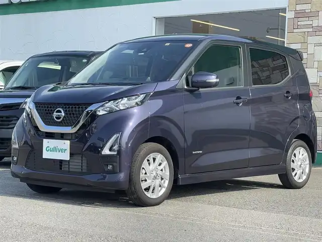 日産 デイズ ハイウェイスターX 徳島県 2023(令5)年 0.6万km アメジストパープル 純正9型メモリナビ/（レコーダーリンク/BT/HDMI/フルセグ/FM/AM）/エマージェンシーブレーキ/プロパイロット/アラウンドビューモニター/前後純正ドライブレコーダー/電動パーキング/オートホールド/保証書/プッシュスタート/スペアキー/アイドリングストップ